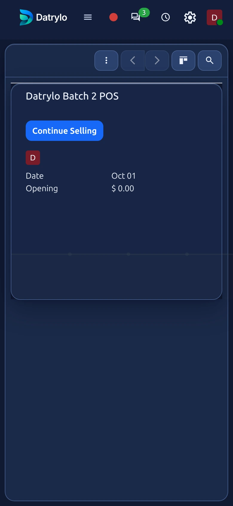 Datrylo PointofSale mobile view