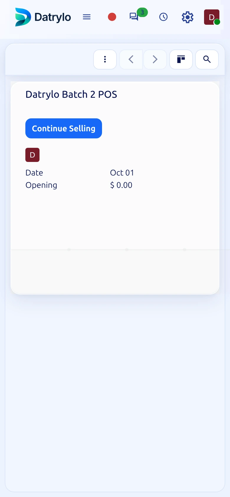 Datrylo PointofSale mobile view