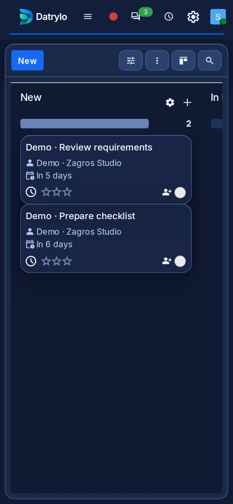 Datrylo Project mobile view
