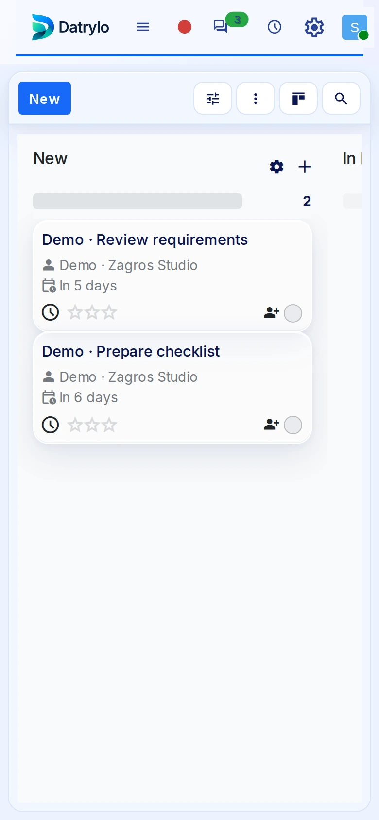 Datrylo Project mobile view