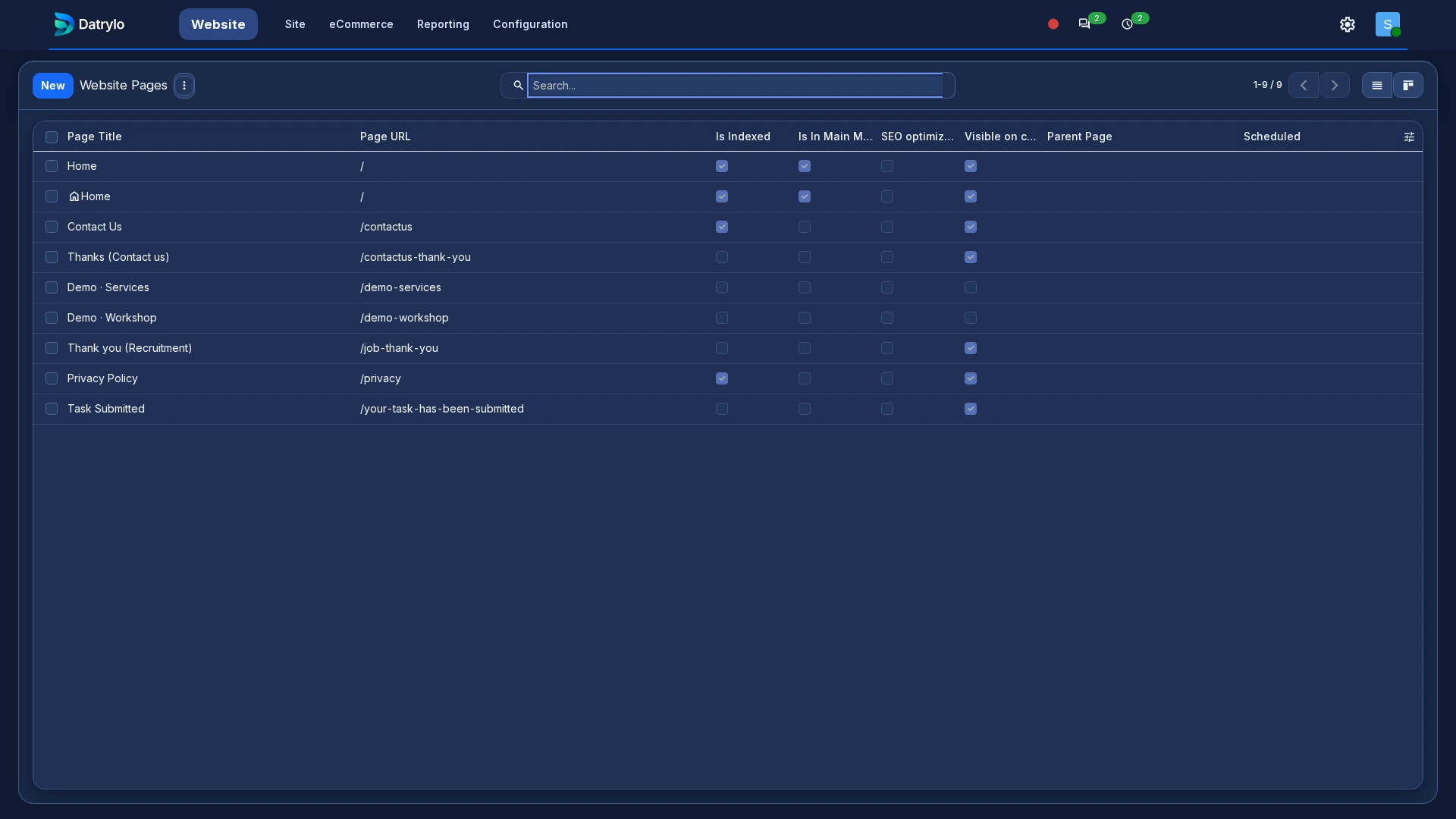 Datrylo Website product view