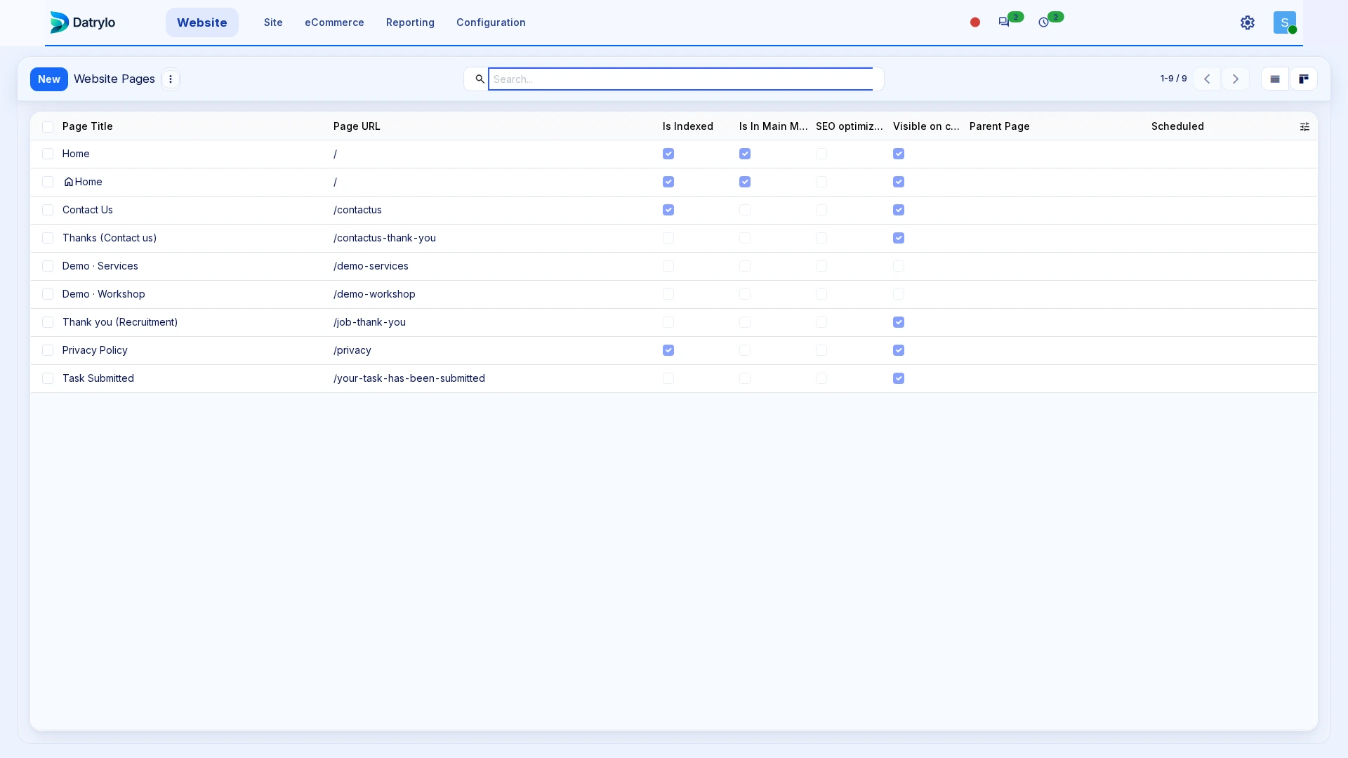 Datrylo Website product view